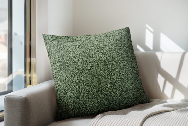 Tara Solid Boucle Square Pillow in Green From Chapel Hill