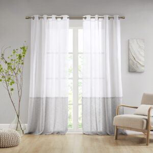 Romo Dual-colored Curtain Panel (Single) in White/Grey From Croscill Casual