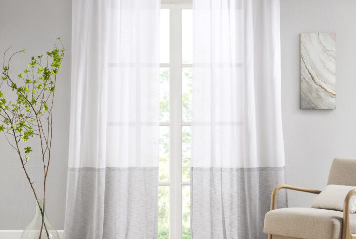 Romo Dual-colored Curtain Panel (Single) in White/Grey From Croscill Casual