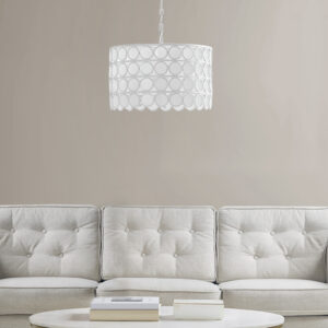 Abbot 4-Light Glass Drum Shade Chandelier in White From Hampton Hill