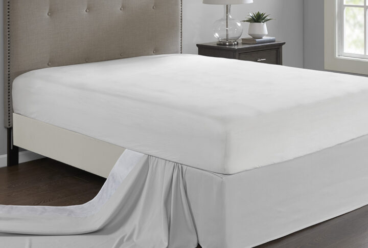 Simple Fit Wrap Around Adjustable Bedskirt in Grey From Madison Park