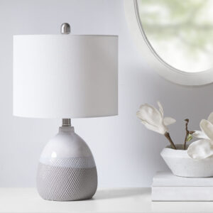 Driggs Ceramic Textured Table Lamp in Ivory/Grey From 510 Design