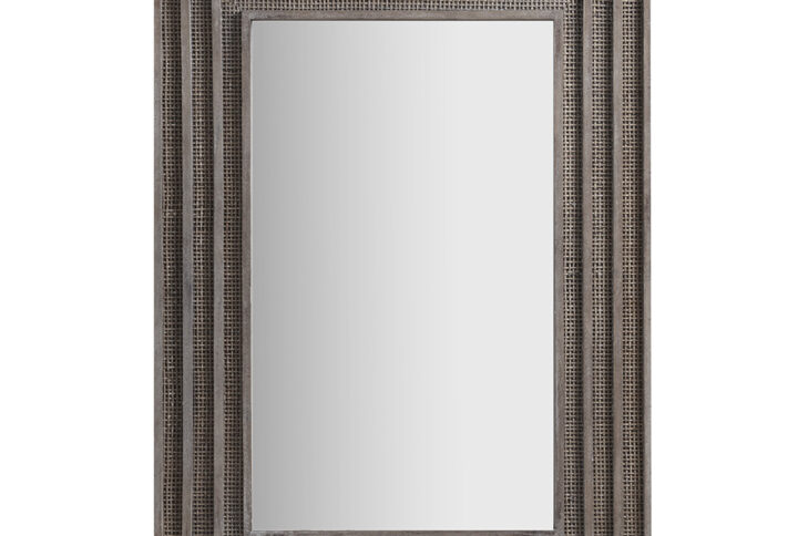 Playa Rectangular Wood and Rattan Mirror in Gray From Martha Stewart