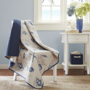 Bayside Oversized Printed Microfiber Quilted Throw in Blue From Madison Park