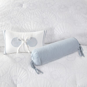 Crystal Beach Embroidered Oblong Pillow in White From Harbor House