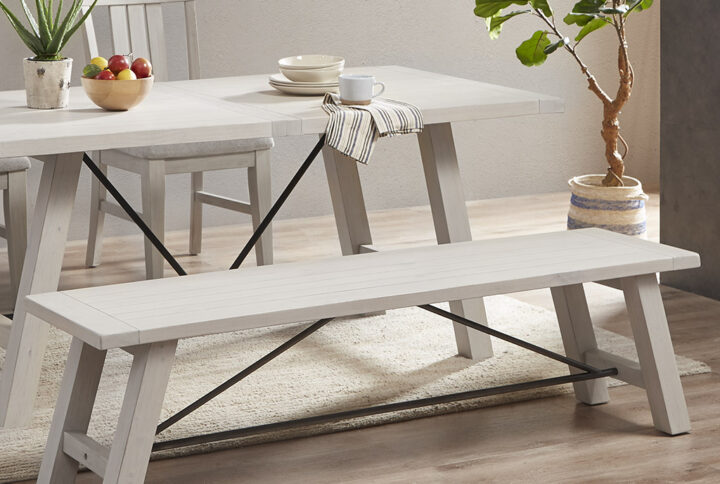 Sonoma Dining Bench in Reclaimed White From INK+IVY