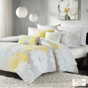 Lola 6 Piece Printed Duvet Cover Set in Taupe Grey/Yellow From Madison Park