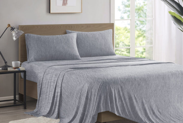 Comfort Cool Jersey Knit Nylon Blend Sheet Set in Grey From Urban Habitat