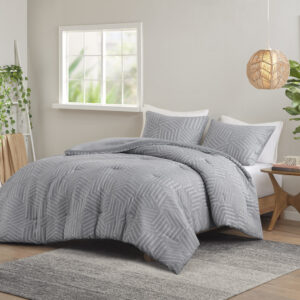 Bentley 3 Piece Matelasse Jacquard Comforter Set in Grey-Blue From Urban Habitat