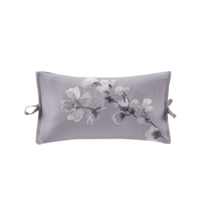 Sakura Blossom Embroidered Cotton Oblong Decorative Pillow in Lilac From N Natori