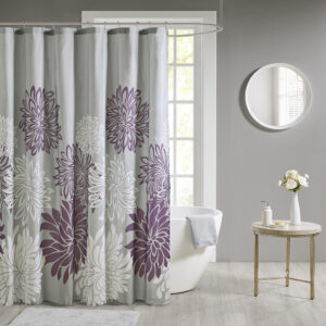 Maible Printed Floral Shower Curtain in Purple From Madison Park Essentials