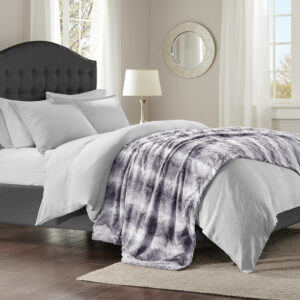 Zuri Faux Fur Oversized Bed Throw in Grey From Madison Park