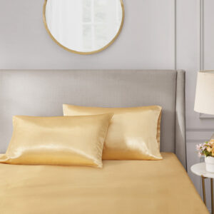 Satin Luxury 2 PC Pillowcases in Gold From Madison Park Essentials