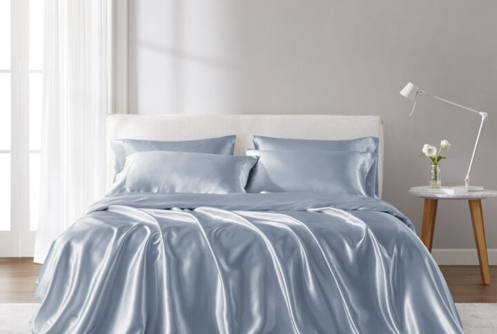 Satin Luxury Sheet Set in Blue From Madison Park Essentials