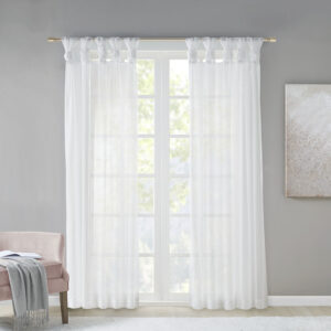 Ceres Twist Tab Voile Sheer Window Pair in White From Madison Park