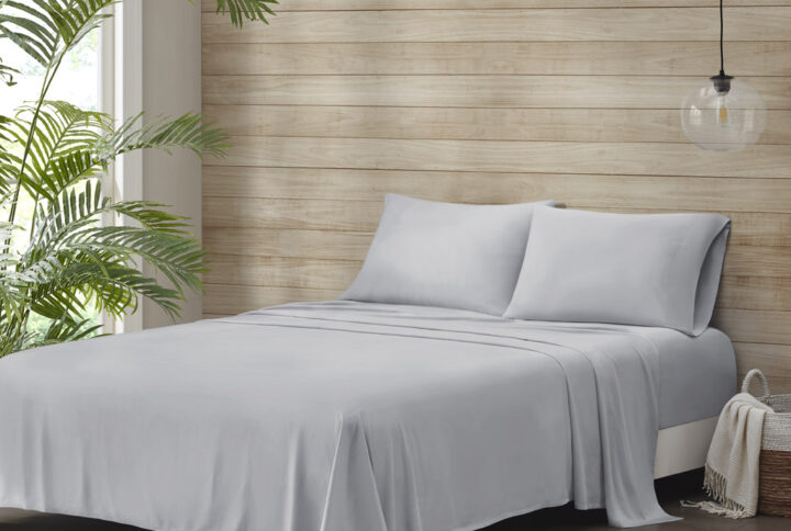 Tencel Polyester Blend Sheet Set in Grey From Beautyrest