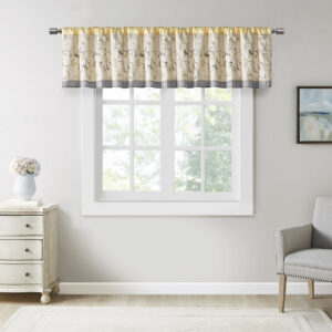 Serene Embroidered Window Valance in Yellow From Madison Park