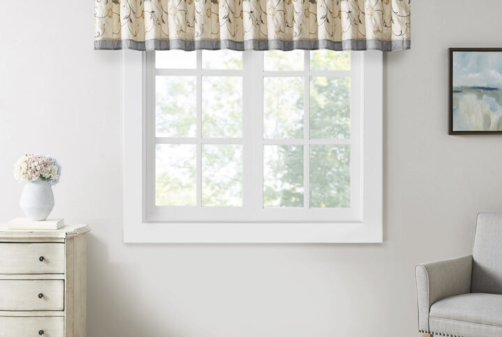 Serene Embroidered Window Valance in Yellow From Madison Park