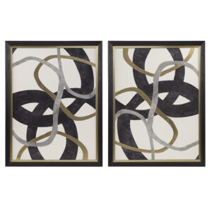 Moving Midas Gold Foil Abstract 2-piece Framed Canvas Wall Art Set in Black From Madison Park