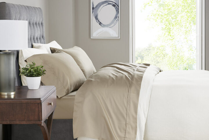 525 Thread Count Cotton Blend Sheet Set in Khaki From Madison Park