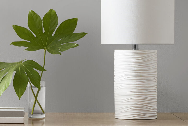 Crewe Textured Resin Table Lamp in White From 510 Design