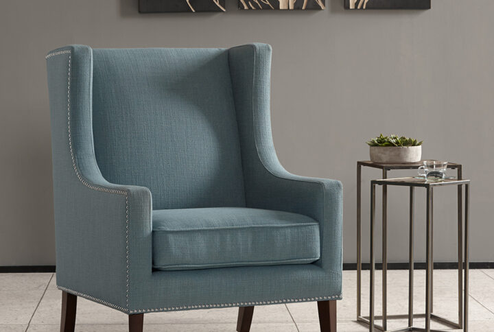 Barton Wing Chair in Blue From Madison Park