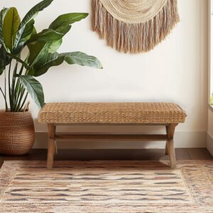 Seadrift Seadrift Hand-woven Water Hyacinth Accent Bench in Brown From INK+IVY