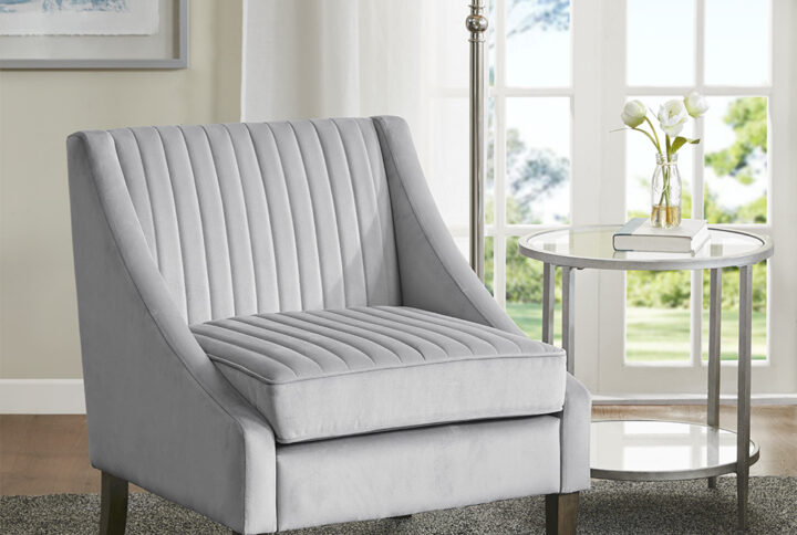 Florian Upholstered Accent Chair in Light Gray From Madison Park