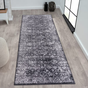 Chadwick Distressed Vintage Persian Woven Area Rug in Black/Cream From Madison Park