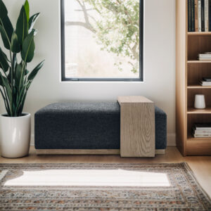 Peggy Bench/Cocktail Ottoman With Table in Dark Grey From Chapel Hill