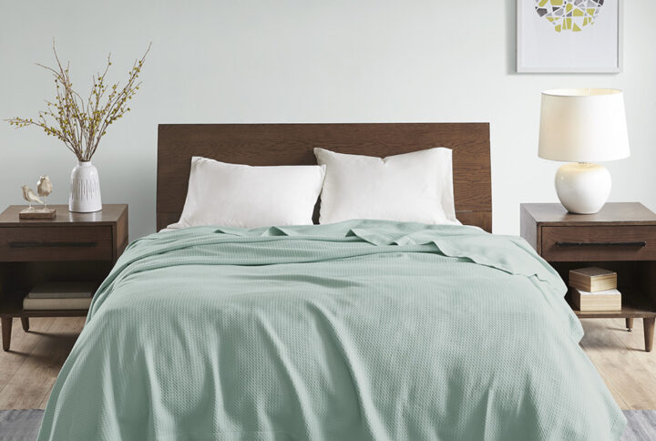 Egyptian Cotton Blanket in Seafoam From Madison Park