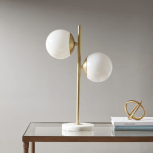 Holloway Marble Base Table Lamp in White/Gold From INK+IVY