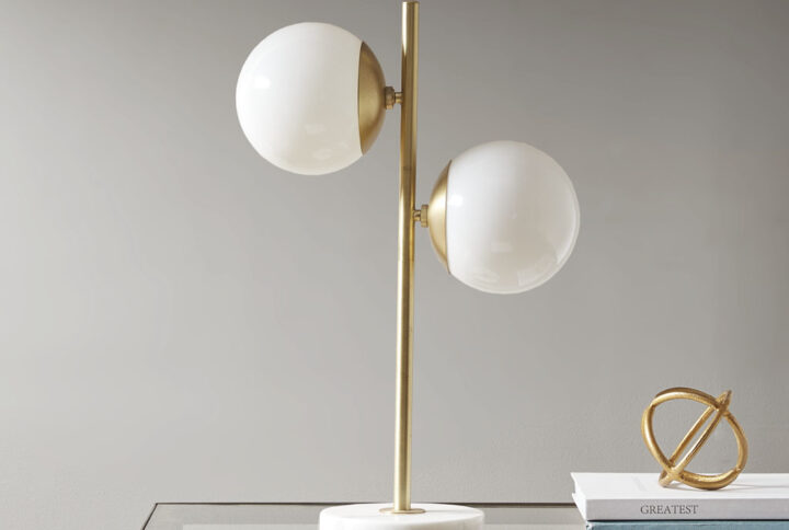 Holloway Marble Base Table Lamp in White/Gold From INK+IVY