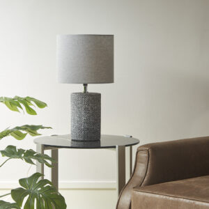 Bayard Embossed Ceramic Table Lamp in Grey From 510 Design