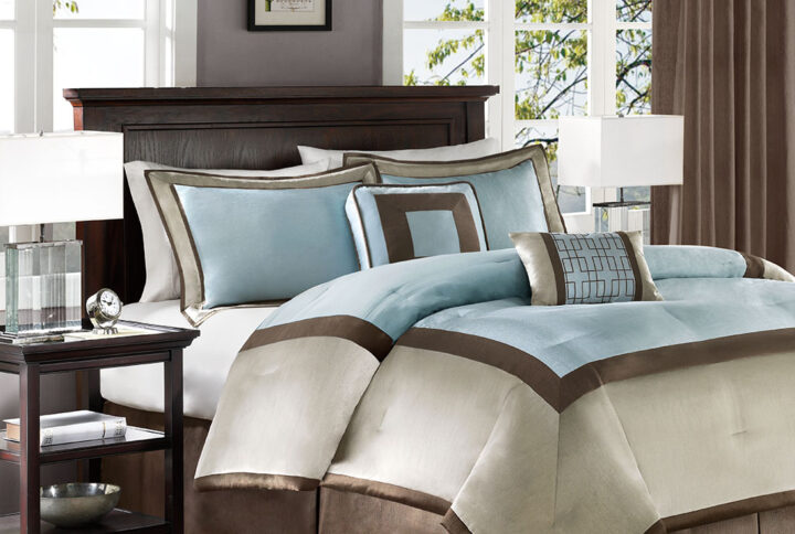 Genevieve 7 Piece Comforter Set in Blue From Madison Park