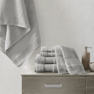 Turkish Cotton 6 Piece Bath Towel Set in Grey From Madison Park Signature