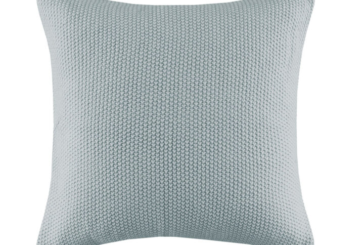 Bree Knit Square Pillow Cover in Light Blue From INK+IVY