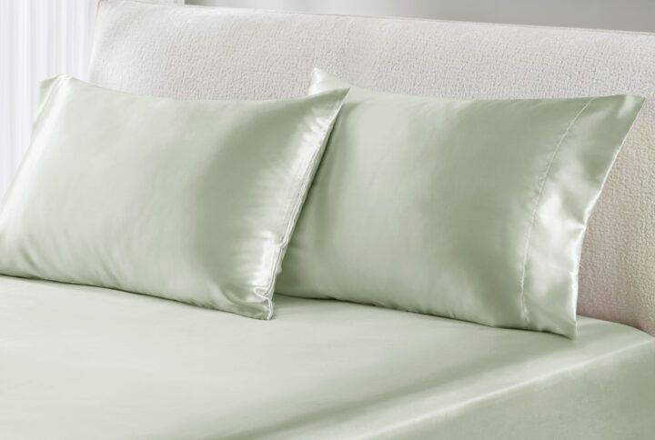 Satin Luxury 2 PC Pillowcases in Sage From Madison Park Essentials