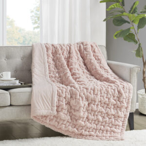 Ruched Fur Throw in Blush From Madison Park