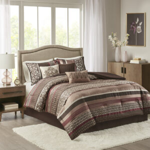 Princeton 7 Piece Comforter Set in Red From Madison Park