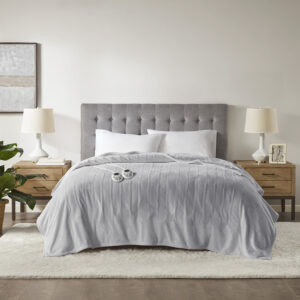 Plush Heated Blanket in Light Grey From Serta