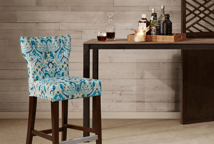 Avila Tufted Back Counter Stool in Blue From Madison Park