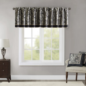 Aubrey Jacquard Window Valance in Black From Madison Park