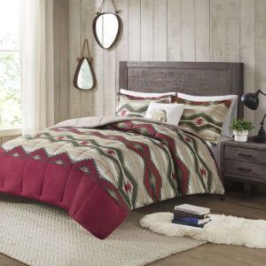 Emmet Creek Down Alternative Comforter Set with Throw Pillow in Red From Woolrich