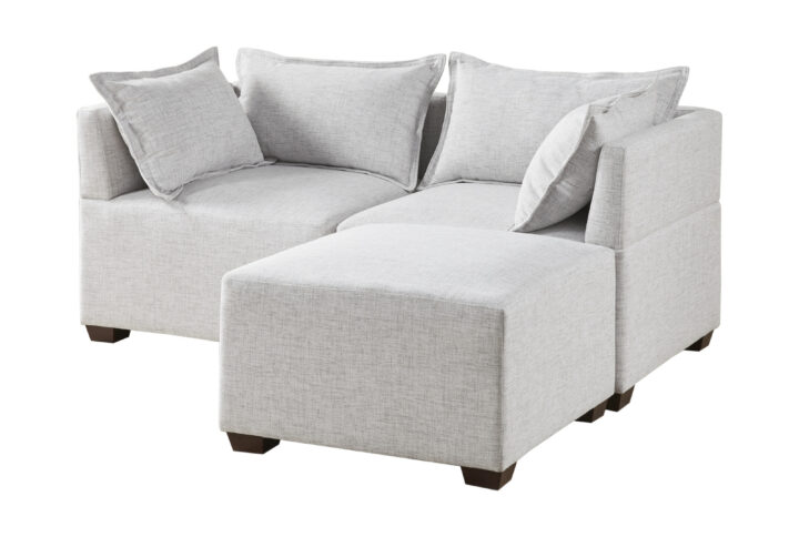 Molly 3-Piece Modular L-Shape Sofa in Silver Grey From INK+IVY