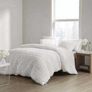 Cocoon 3 Piece Quilt Top Duvet Cover Mini Set in White From N Natori