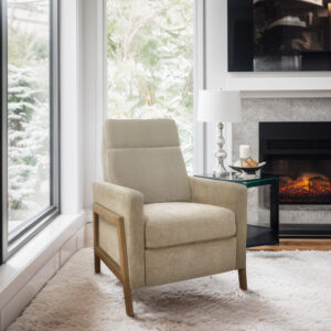 Luna Recliner With Wood Frame in Beige From Chapel Hill