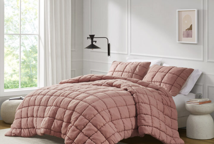 Dream Puff Down Alternative Comforter Set in Rose From Intelligent Design