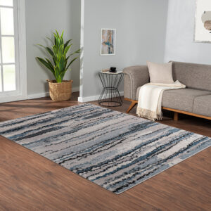 Riley Watercolor Abstract Stripe Woven Area Rug in Blue From Madison Park