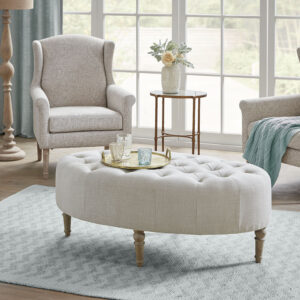 Clara Accent Ottoman in Linen From Martha Stewart